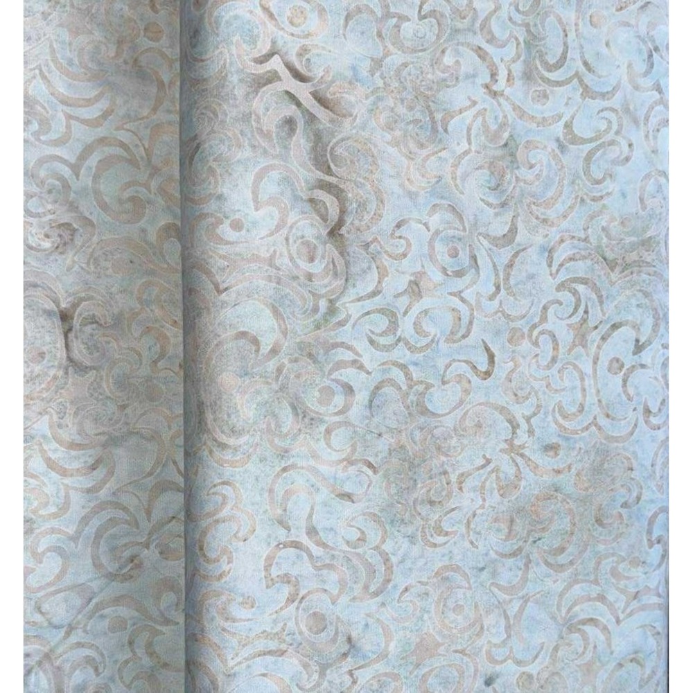Batik Textiles Aqua Green w/ Gold Swirls Quilting Fabric 2521 100% Cotton  11 yd